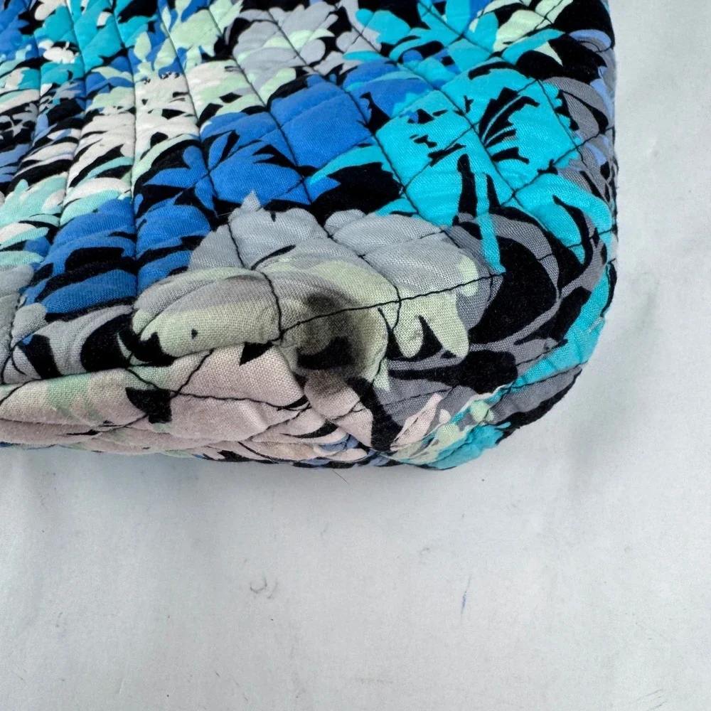 Vera Bradley Quilted Tote Shoulder Camo Floral Pattern Blue